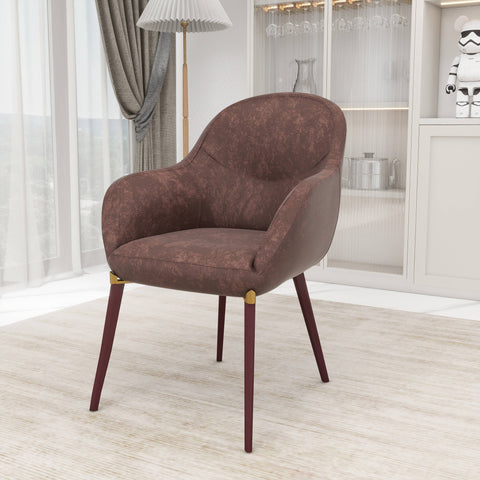 Elias Dining Chair Upholstered in Leather Velvet and Powder Coated Legs Set of 4