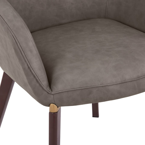 Elias Dining Chair Upholstered in Leather Velvet and Powder Coated Legs