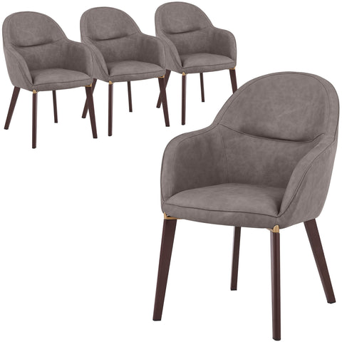 Elias Dining Chair Upholstered in Leather Velvet and Powder Coated Legs Set of 4