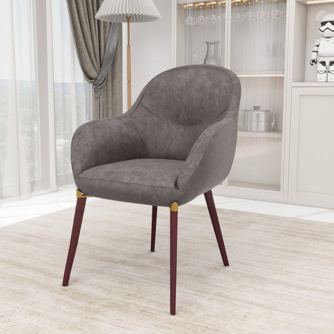 Elias Dining Chair Upholstered in Leather Velvet and Powder Coated Legs Set of 4