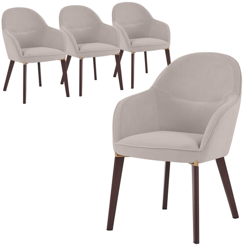 Elias Dining Chair Upholstered in Leather Velvet and Powder Coated Legs Set of 4