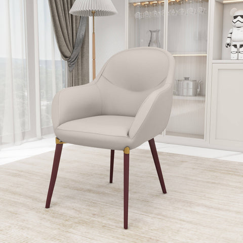 Elias Dining Chair Upholstered in Leather Velvet and Powder Coated Legs