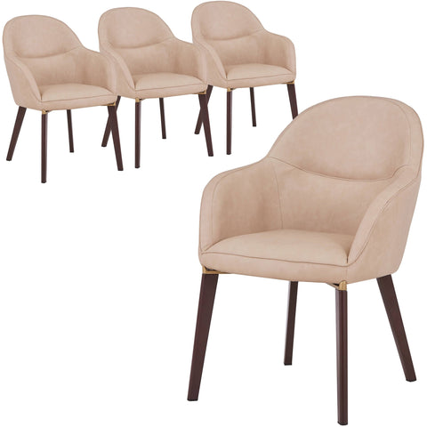 Elias Dining Chair Upholstered in Leather Velvet and Powder Coated Legs Set of 4