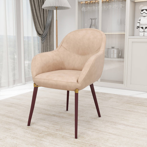 Elias Dining Chair Upholstered in Leather Velvet and Powder Coated Legs