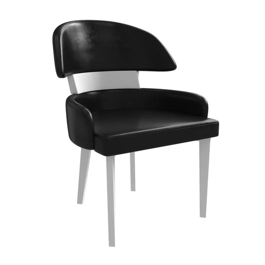 Ethos Leather Dining Chairs with Curved Open Back in Rubberwood