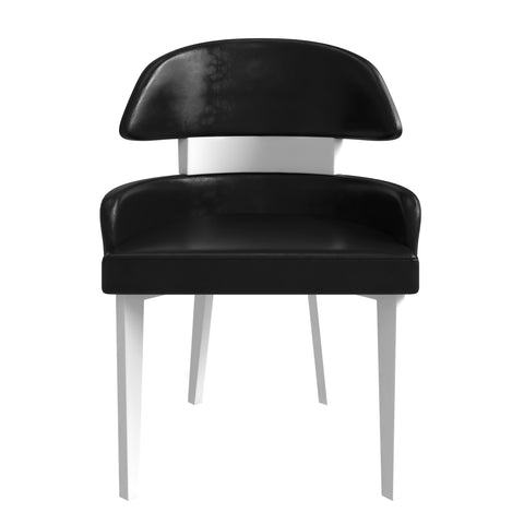 Ethos Leather Dining Chairs with Curved Open Back in Rubberwood