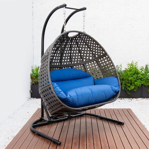 Wicker Hanging Double Egg Charcoal Swing Chair
