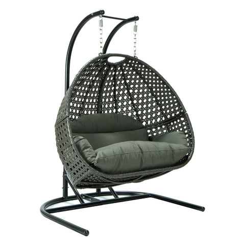 Wicker Hanging Double Egg Charcoal Swing Chair