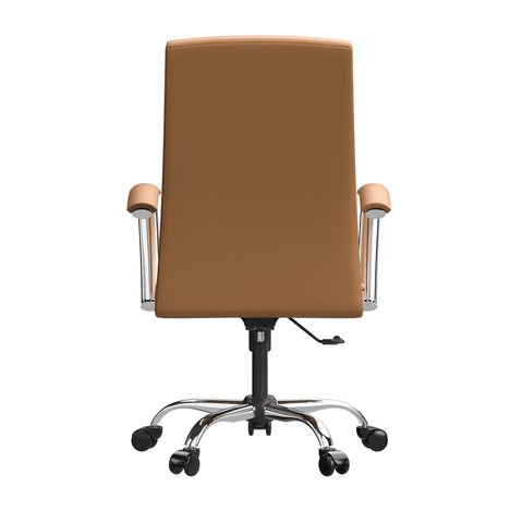 Evander Mid-Century Modern Swivel Office Chair in Faux Leather with Adjustable Height and Silver Frame