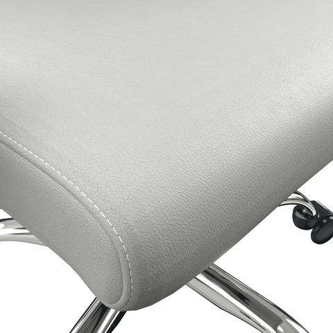 Evander Mid-Century Modern Swivel Office Chair in Faux Leather with Adjustable Height and Silver Frame