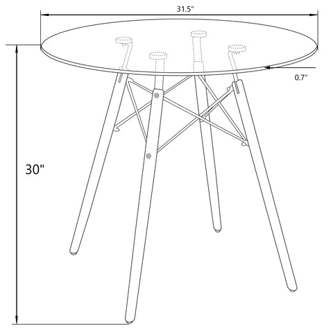 Dover Round Bistro Top Dining Table With Natural Wood Eiffel Base