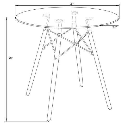 Dover Round Bistro Top Dining Table With Natural Wood Eiffel Base