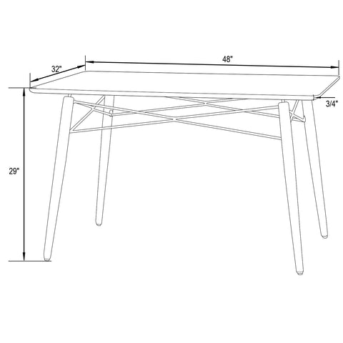 Dover Rectangle Top Dining Table With Natural Wood Eiffel Base