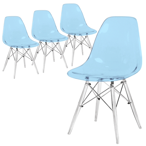 Dover Molded Side Chair with Acrylic Base, Set of 4