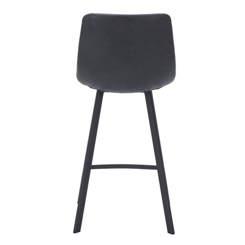 Elland Modern Upholstered Leather Bar Stool With Black/White Iron Legs & Footrest