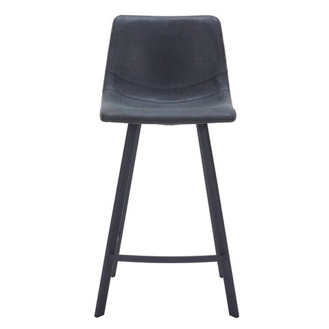 Elland Modern Upholstered Leather Bar Stool With Black/White Iron Legs & Footrest