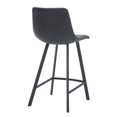 Elland Modern Upholstered Leather Bar Stool With Black/White Iron Legs & Footrest