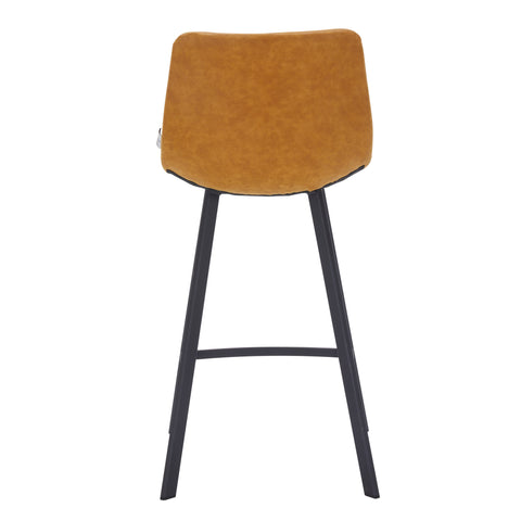 Elland Modern Upholstered Leather Bar Stool With Black/White Iron Legs & Footrest