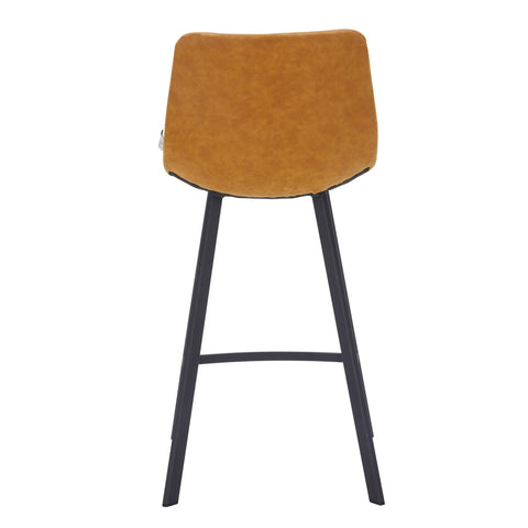 Elland 35” Counter Stool in Leather Padded Seat in Black Stainless Steel