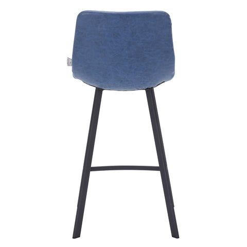 Elland Modern Upholstered Leather Bar Stool With Black/White Iron Legs & Footrest