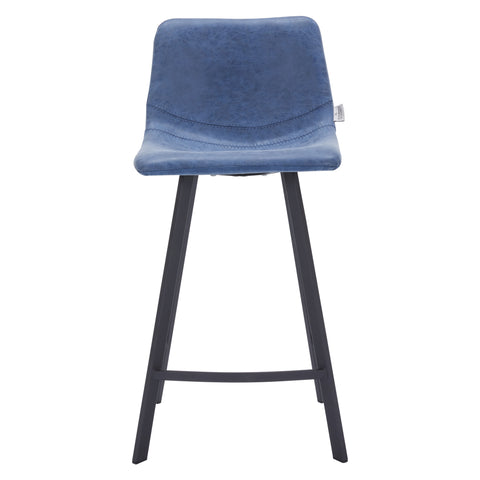 Elland Modern Upholstered Leather Bar Stool With Black/White Iron Legs & Footrest