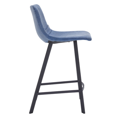 Elland Modern Upholstered Leather Bar Stool With Black/White Iron Legs & Footrest