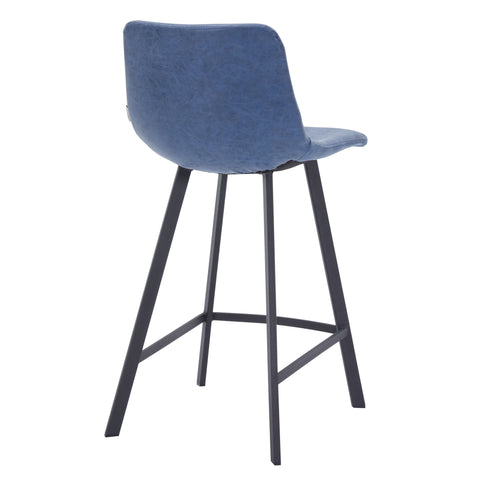 Elland Modern Upholstered Leather Bar Stool With Black/White Iron Legs & Footrest