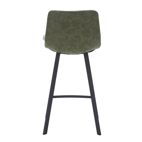 Elland Modern Upholstered Leather Bar Stool With Black/White Iron Legs & Footrest