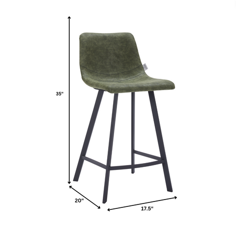 Elland Modern Upholstered Leather Bar Stool With Black/White Iron Legs & Footrest