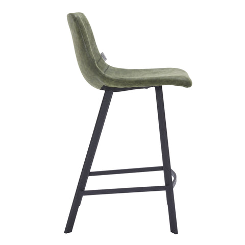 Elland Modern Upholstered Leather Bar Stool With Black/White Iron Legs & Footrest