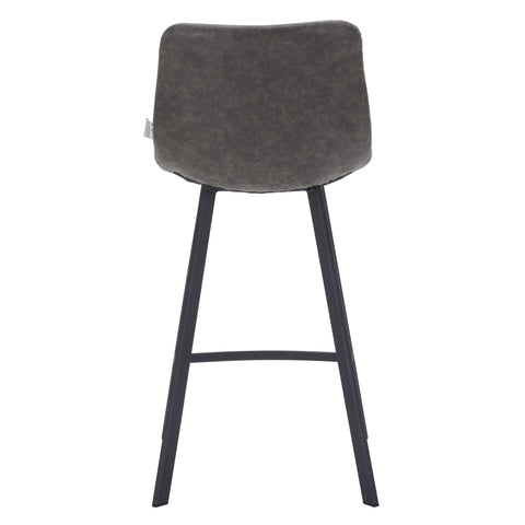 Elland Modern Upholstered Leather Bar Stool With Black/White Iron Legs & Footrest