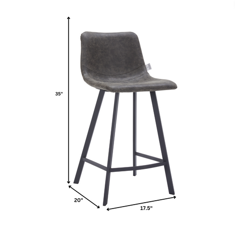 Elland Modern Upholstered Leather Bar Stool With Black/White Iron Legs & Footrest