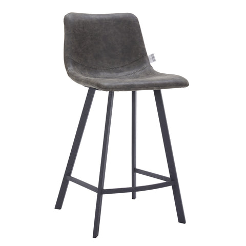 Elland Modern Upholstered Leather Bar Stool With Black/White Iron Legs & Footrest