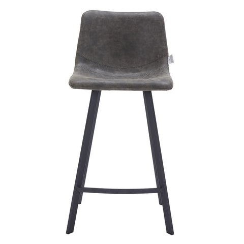 Elland Modern Upholstered Leather Bar Stool With Black/White Iron Legs & Footrest