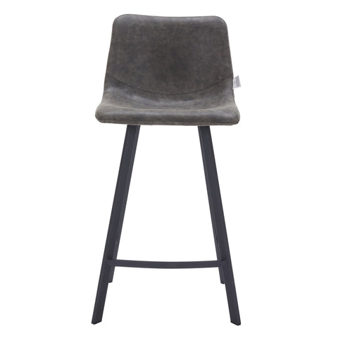 Elland 35” Counter Stool in Leather Padded Seat in Black Stainless Steel