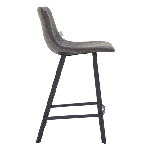 Elland Modern Upholstered Leather Bar Stool With Black/White Iron Legs & Footrest