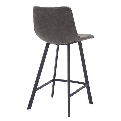 Elland Modern Upholstered Leather Bar Stool With Black/White Iron Legs & Footrest