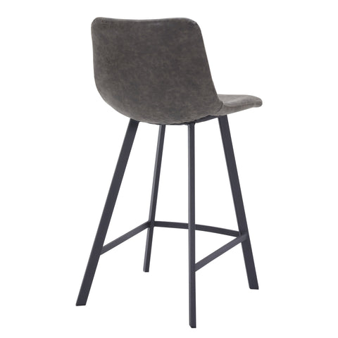 Elland 35” Counter Stool in Leather Padded Seat in Black Stainless Steel