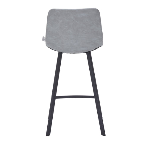 Elland Modern Upholstered Leather Bar Stool With Black/White Iron Legs & Footrest