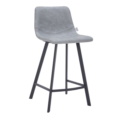 Elland 35” Counter Stool in Leather Padded Seat in Black Stainless Steel