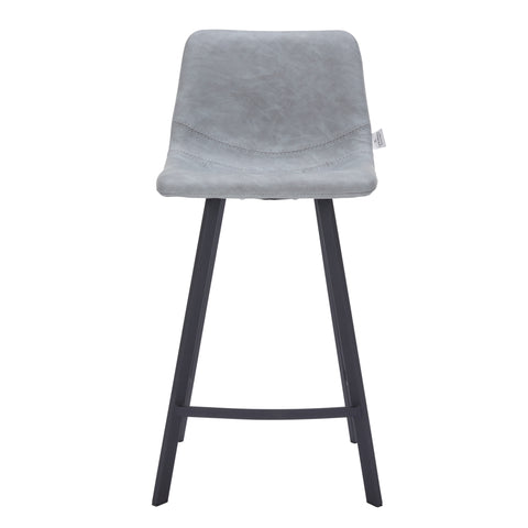 Elland Modern Upholstered Leather Bar Stool With Black/White Iron Legs & Footrest