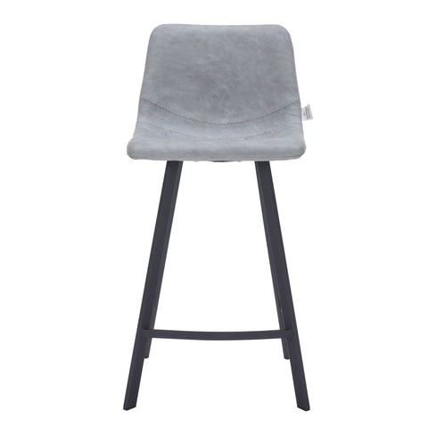 Elland 35” Counter Stool in Leather Padded Seat in Black Stainless Steel