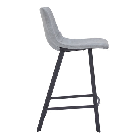 Elland Modern Upholstered Leather Bar Stool With Black/White Iron Legs & Footrest