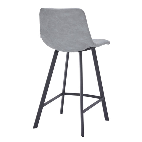 Elland Modern Upholstered Leather Bar Stool With Black/White Iron Legs & Footrest