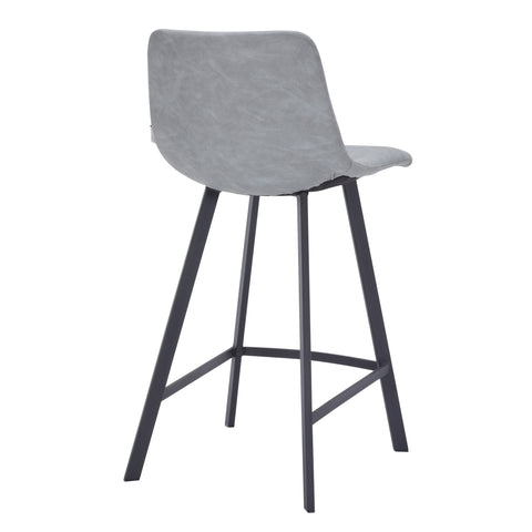 Elland 35” Counter Stool in Leather Padded Seat in Black Stainless Steel