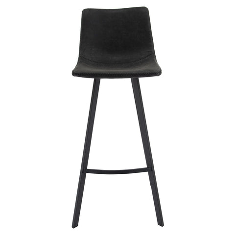 Elland Modern Upholstered Leather Bar Stool With Iron Legs & Footrest Set of 2