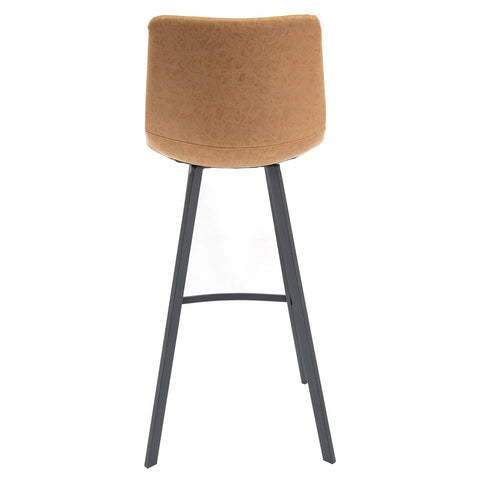 Elland Modern Upholstered Leather Bar Stool With Iron Legs & Footrest Set of 2