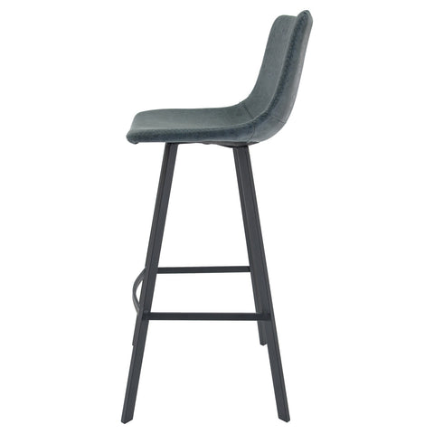 Elland Modern Upholstered Leather Bar Stool With Iron Legs & Footrest Set of 2