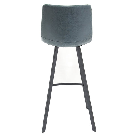 Elland Modern Upholstered Leather Bar Stool With Iron Legs & Footrest Set of 2