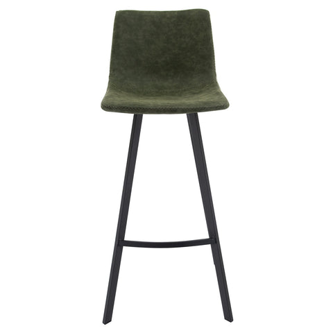 Elland Modern Upholstered Leather Bar Stool With Iron Legs & Footrest Set of 2